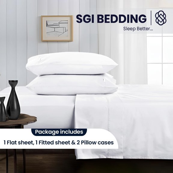 SGI Bedding Egyptian Cotton Sheets Full XL Size – 600 Thread Count Soft Cooling Luxury Hotel Bedding Set White