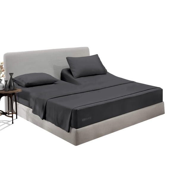 SGI Bedding Egyptian Cotton Top Split Sheet Set Solid Adjustable Bed 30" Split Head King 600 TC 15" Deep Dark Gray