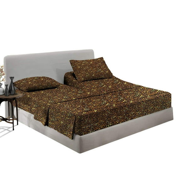 SGI Bedding Egyptian Cotton Top Split Sheet Set Solid Adjustable Bed 32" Split Head King 600 TC 18" Deep Leopard print