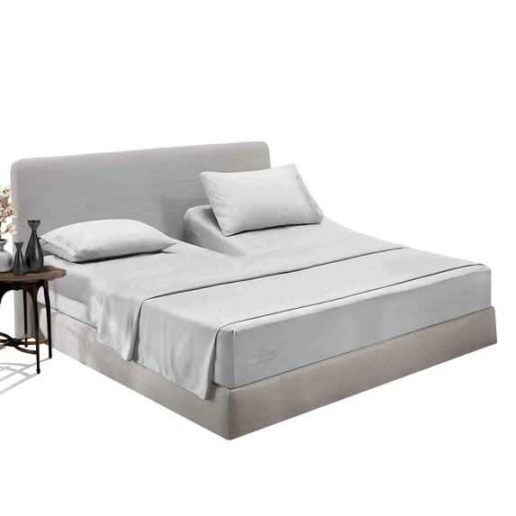 SGI Bedding Egyptian Cotton Top Split Sheet Set Solid Adjustable Bed 34" Split Head King 600 TC 15" Deep Light Grey