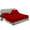 thumbnail image 1 of SGI Bedding Egyptian Cotton Top Split Sheet Set Solid Adjustable Bed 34" Split Head Queen 600 TC 15" Deep Blood Red, 1 of 9