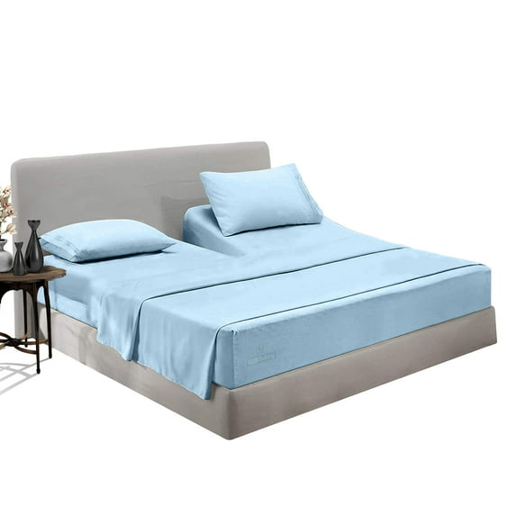 SGI Bedding Egyptian Cotton Top Split Sheet Set Solid Adjustable Bed 36" Split Head Cal King 600 TC 18" Deep Light Blue