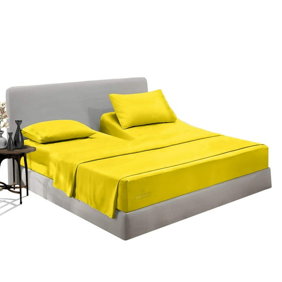 SGI Bedding Egyptian Cotton Top Split Sheet Set Solid Adjustable Bed 36" Split Head King 600 TC 15" Deep Yellow