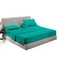 thumbnail image 1 of SGI Bedding Egyptian Cotton Top Split Sheet Set Stripe Adjustable Bed 28" Split Head King 600 TC 15" Deep Turquoise Green, 1 of 9