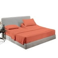 thumbnail image 1 of SGI Bedding Egyptian Cotton Top Split Sheet Set Stripe Adjustable Bed 34" Split Head Queen 600 TC 15" Deep Brick Red, 1 of 9