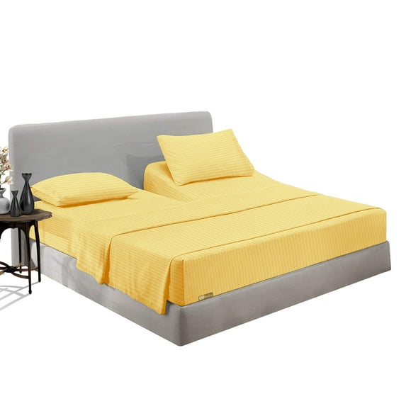SGI Bedding Egyptian Cotton Top Split Sheet Set Stripe Adjustable Bed 34" Split Head Queen 600 TC 15" Deep Golden