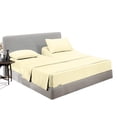 thumbnail image 1 of SGI Bedding Egyptian Cotton Top Split Sheet Set Stripe Adjustable Bed 34" Split Head Queen 600 TC 15" Deep Ivory, 1 of 9
