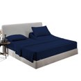 thumbnail image 1 of SGI Bedding Egyptian Cotton Top Split Sheet Set Stripe Adjustable Bed 39" Split Head Cal King 600 TC 15" Deep Navy Blue, 1 of 9