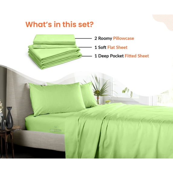 SGI Bedding Microfiber Made Bed Sheet Set - King Size Sheets Microfiber Sheets Soft, Durable Sheets 15" Deep Sage