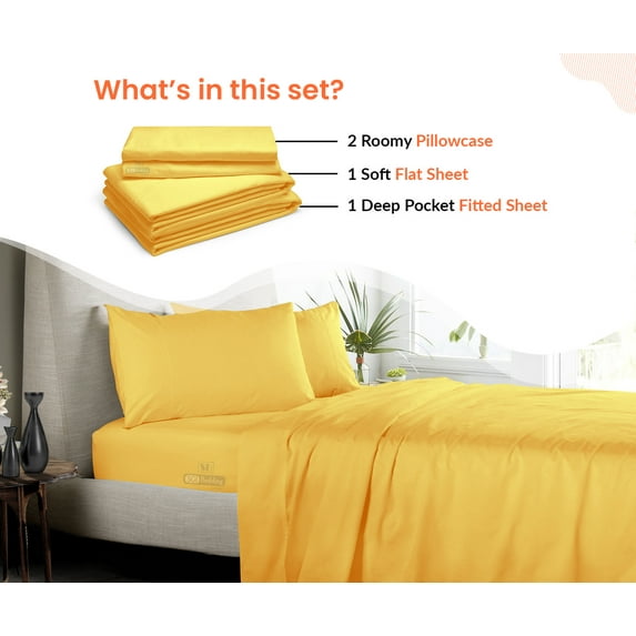 SGI Bedding Microfiber Made Bed Sheet Set - Queen Size Sheets Microfiber Sheets Soft, Durable Sheets 15" Deep Golden