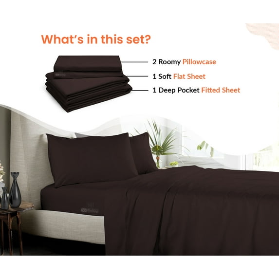 SGI Bedding Microfiber Made Bed Sheet Set - Twin XL Size Sheets Microfiber Sheets Soft, Durable Sheets 15" Deep Chocolate