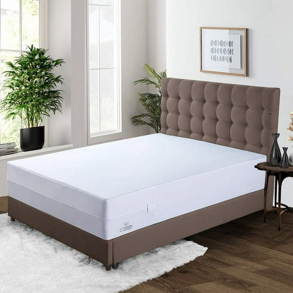 SGI Bedding Premium Waterproof Mattress Protector - Encasement Style Bed Protector - Terry Cotton Waterproof Mattress Cover - Ultimate Bedding Protection from Spills, Stains 15"Deep (King, White)
