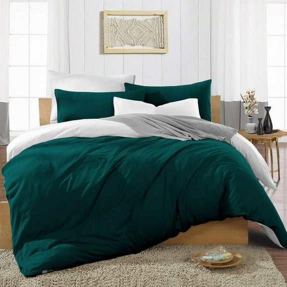 SGI Bedding Queen Size Duvet Covers Egyptian Cotton 1000TC 3 Piece Set Teal Reversible