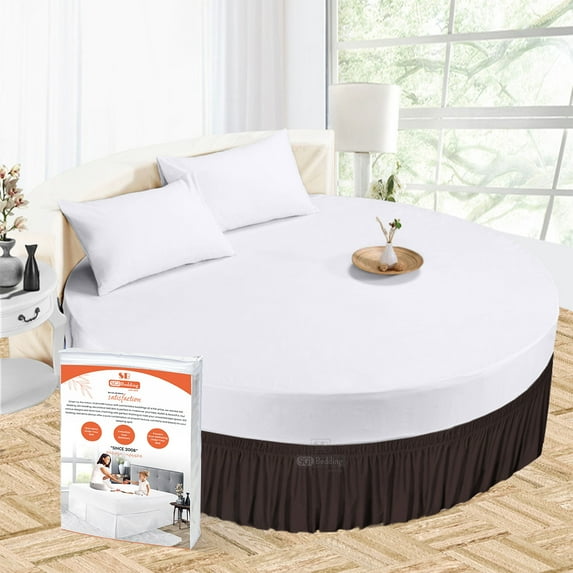 SGI Bedding Round Bed Skirt |Wrap Around Microfiber Bed Skirt | Fade Resistant, Wrinkle Free, Anti-static, Decorative, Extra Storage Space, Clutter-Free | 76" Diameter / 14" Drop, Chocolate