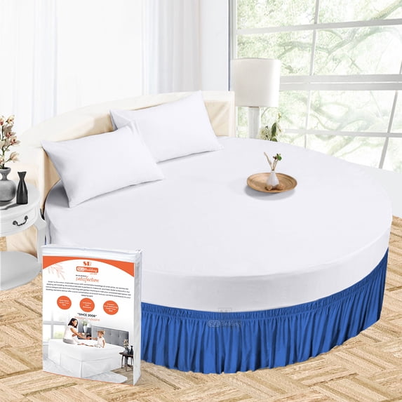 SGI Bedding Round Bed Skirt |Wrap Around Microfiber Bed Skirt | Fade Resistant, Wrinkle Free, Anti-static, Decorative, Extra Storage Space, Clutter-Free | 76" Diameter / 24" Drop, Egyptian Blue