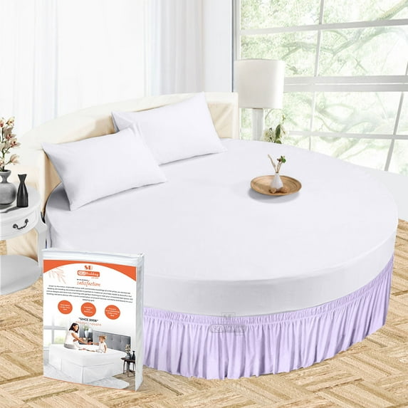 SGI Bedding Round Bed Skirt |Wrap Around Microfiber Bed Skirt | Fade Resistant, Wrinkle Free, Anti-static, Decorative, Extra Storage Space, Clutter-Free | 76" Diameter / 24" Drop, Lilac