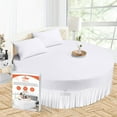 thumbnail image 1 of SGI Bedding Round Bed Skirt |Wrap Around Microfiber Bed Skirt | Fade Resistant, Wrinkle Free, Anti-static, Decorative, Extra Storage Space, Clutter-Free | 80" Diameter / 14" Drop, White, 1 of 8