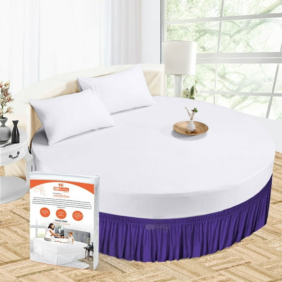 SGI Bedding Round Bed Skirt |Wrap Around Microfiber Bed Skirt | Fade Resistant, Wrinkle Free, Anti-static, Decorative, Extra Storage Space, Clutter-Free | 80" Diameter / 16" Drop, Purple