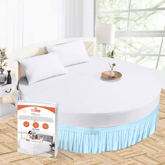 SGI Bedding Round Bed Skirt |Wrap Around Microfiber Bed Skirt | Fade Resistant, Wrinkle Free, Anti-static, Decorative, Extra Storage Space, Clutter-Free | 80" Diameter / 24" Drop, Light Blue