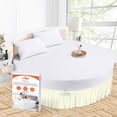 thumbnail image 1 of SGI Bedding Round Bed Skirt |Wrap Around Microfiber Bed Skirt | Fade Resistant, Wrinkle Free, Anti-static, Decorative, Extra Storage Space, Clutter-Free | 84" Diameter / 24" Drop, Ivory, 1 of 8