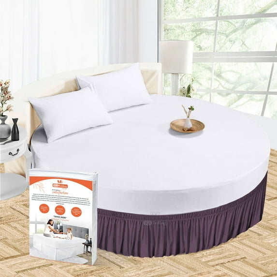 SGI Bedding Round Bed Skirt |Wrap Around Microfiber Bed Skirt | Fade Resistant, Wrinkle Free, Anti-static, Decorative, Extra Storage Space, Clutter-Free | 87" Diameter / 14" Drop, Plum