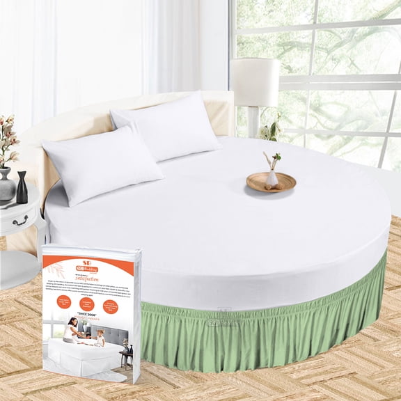 SGI Bedding Round Bed Skirt |Wrap Around Microfiber Bed Skirt | Fade Resistant, Wrinkle Free, Anti-static, Decorative, Extra Storage Space, Clutter-Free | 87" Diameter / 14" Drop, Moss