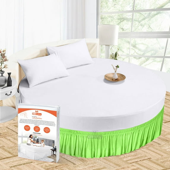 SGI Bedding Round Bed Skirt |Wrap Around Microfiber Bed Skirt | Fade Resistant, Wrinkle Free, Anti-static, Decorative, Extra Storage Space, Clutter-Free | 96" Diameter / 12" Drop, Parrot Green