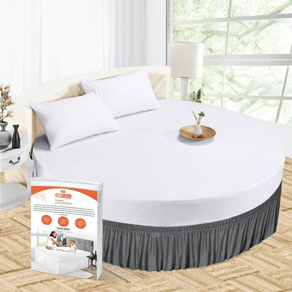 SGI Bedding Round Bed Skirt |Wrap Around Microfiber Bed Skirt | Fade Resistant, Wrinkle Free, Anti-static, Decorative, Extra Storage Space, Clutter-Free | 96" Diameter / 16" Drop, Dark Gray