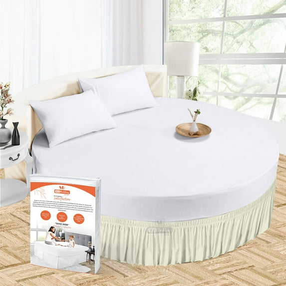 SGI Bedding Round Bed Skirt |Wrap Around Microfiber Bed Skirt | Fade Resistant, Wrinkle Free, Anti-static, Decorative, Extra Storage Space, Clutter-Free | 96" Diameter / 16" Drop, Rust