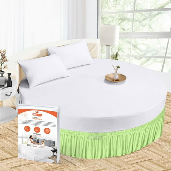 SGI Bedding Round Bed Skirt |Wrap Around Microfiber Bed Skirt | Fade Resistant, Wrinkle Free, Anti-static, Decorative, Extra Storage Space, Clutter-Free | 96" Diameter / 24" Drop, Sage