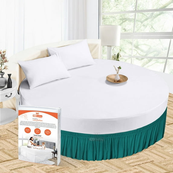 SGI Bedding Round Bed Skirt |Wrap Around Microfiber Bed Skirt | Fade Resistant, Wrinkle Free, Anti-static, Decorative, Extra Storage Space, Clutter-Free | 99" Diameter / 16" Drop, Teal