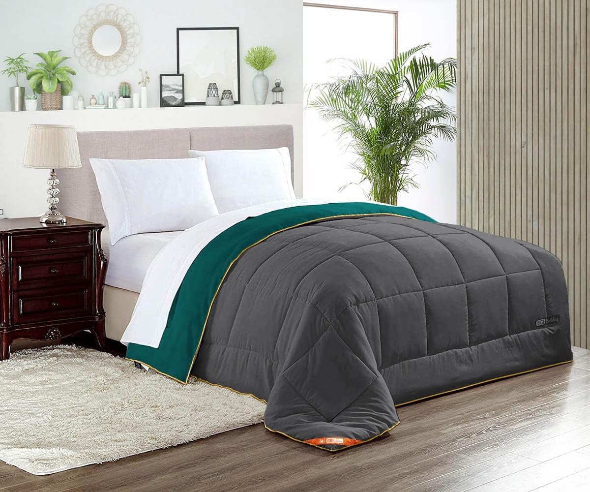 SGI Down Alternative Oversized King Comforter Teal/Dark Gray 300 GSM