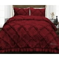 thumbnail image 1 of SGI Full Diamond Ruffle Comforter Set Microfiber 3 Piece Burgundy, 1 of 5