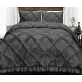 thumbnail image 1 of SGI Full Diamond Ruffle Comforter Set Microfiber 3 Piece Dark Gray, 1 of 5