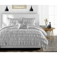 thumbnail image 1 of SGI Full Multi Ruffle Comforter Set Microfiber Light Gray 3 Piece, 1 of 5