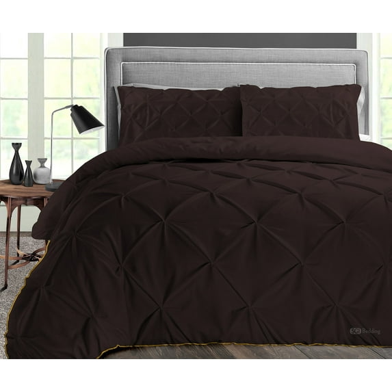 SGI Microfiber Comforter Set California King Size Chocolate Pinch 3 Piece