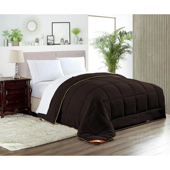 SGI Microfiber Comforter Set Full Size Chocolate Solid 3 Piece