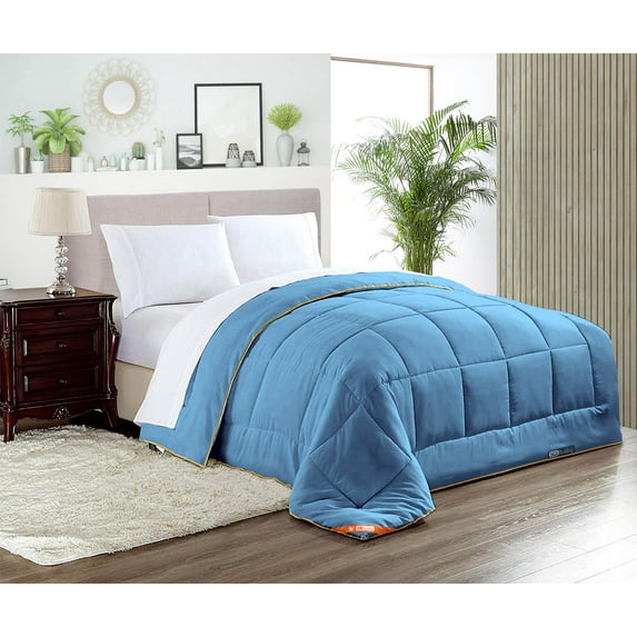 SGI Microfiber Comforter Set Full Size Mediterranean Blue Solid 3 Piece