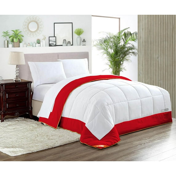 SGI Microfiber Comforter Set King Size Blood Red Two Tone Style 3 PC