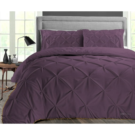 SGI Microfiber Comforter Set King Size Plum Pinch 3 Piece