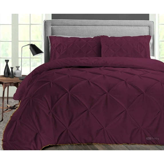 SGI Microfiber Comforter Set Oversized /Palatial King Size Wine Pinch 3 Piece