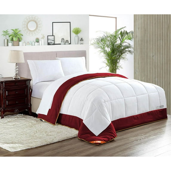 SGI Microfiber Comforter Set Queen Size Burgundy Two Tone Style 3 PC