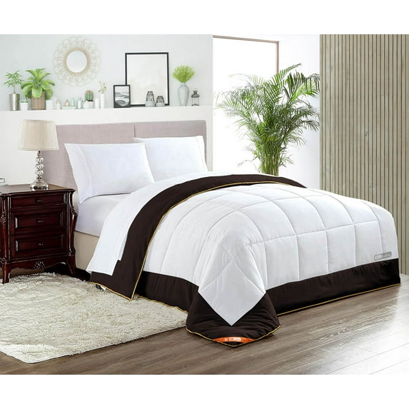 SGI Microfiber Comforter Set Queen Size Chocolate Two Tone Style 3 PC