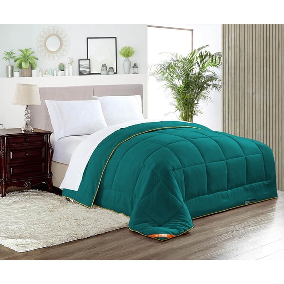 SGI Microfiber Comforter Set Super King Plus Size Teal Solid 3 Piece