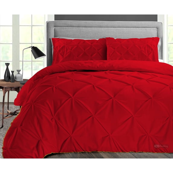 SGI Microfiber Comforter Set Twin XL Size Blood Red Pinch 3 Piece