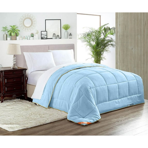 SGI Microfiber Comforter Set Wyoming King Size Light Blue Solid 3 Piece