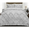 thumbnail image 1 of SGI Oversized /Palatial King Diamond Ruffle Comforter Set Microfiber 3 Piece Light Gray, 1 of 5