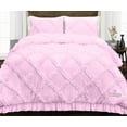 thumbnail image 1 of SGI Oversized Queen Diamond Ruffle Comforter Set Microfiber 3 Piece Pink, 1 of 5