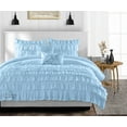 thumbnail image 1 of SGI Oversized Queen Multi Ruffle Comforter Set Microfiber Light Blue 3 Piece, 1 of 5