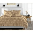 thumbnail image 1 of SGI Oversized Queen Multi Ruffle Comforter Set Microfiber Taupe 3 Piece, 1 of 5